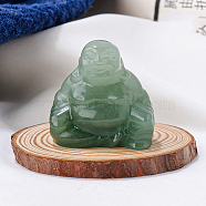 Natural Green Aventurine Carved Healing Buddha Figurines, Reiki Energy Stone Display Decorations, 30x30mm(WG68189-06)