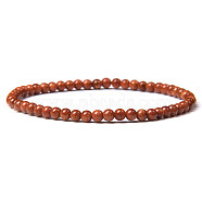 4mm Round Synthetic Goldstone Beads Bracelet for Men, European and American Retro Simple Versatile Stretch Bracelets, 7-1/2 inch(19cm)(KG3069-6)