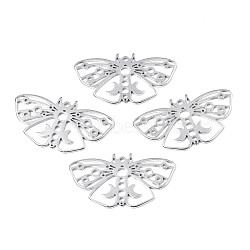 Non-Tarnish 201 Stainless Steel Pendants, Butterfly, Stainless Steel Color, 24.5x44.5x1.5mm, Hole: 1.8mm(STAS-T063-180P)