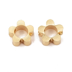 Rack Plating Eco-friendly Brass Bead Frames, Lead Free & Cadmium Free, Long-Lasting Plated, Textured, Hollow Flower, Real 24K Gold Plated, 8x8x3mm, Hole: 2mm(KK-D075-22G-RS)