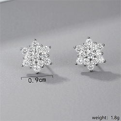 Classic Delicate 925 Sterling Silver Flower Stud Earrings for Women Daily Party Wear(PI7223)