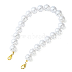 ABS Plastic Imitation Pearl Round Beaded Purse Straps, with Alloy Lobster Claw Clasps, Seashell Color, 35x1.6cm(AJEW-FZ00005)