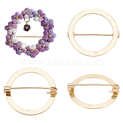 4Pcs Brass Brooch Base Settings, Donut with Hole, Light Gold, 28.5x1mm, Hole: 1.4mm, Pin: 0.9mm(KK-UN0001-40)