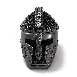 Helmet Shape Brass with Cubic Zirconia Beads, Cadmium Free & Lead Free, Long-Lasting Plated, Black, 17.5x11x13mm, Hole: 1.5mm(KK-S406-15A)