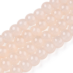 Baking Painted Imitation Jade Glass Round Bead Strands, PeachPuff, 4.5~5mm, Hole: 1mm, about 200~210pcs/strand, 31.4 inch(DGLA-Q021-4mm-41)