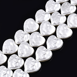 ABS Plastic Imitation Pearl Beads Strands, Heart, Creamy White, 13.5x14x5mm, Hole: 0.6mm, about 30pcs/strand, 15.55 inch~15.75 inch(39.5~40cm)(KY-N015-09-B01)