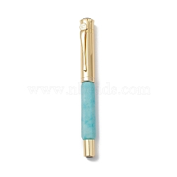 Dyed Natural Quartz Brass Pens, Reiki Energy Fountain Pen, with Pen Case, Office & School Supplies, 142x19x14mm(AJEW-M209-04G)