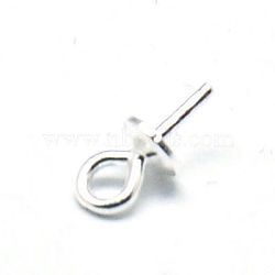 925 Sterling Silver Pendant Bails, for Half Drilled Beads, Silver, 6.5x3mm, Hole: 1mm, Pin: 0.7mm(STER-A011-13)