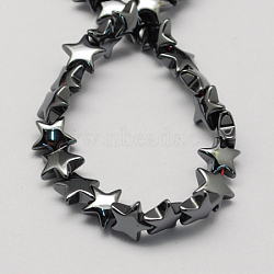 Non-magnetic Synthetic Hematite Beads Strands, Grade A, Star, Black, 8x8x3mm, Hole: 1mm(X-G-Q899-8mm)