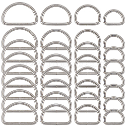 40Pcs 4 Styles Iron D Rings, Bag Buckles, Platinum, 27~45.5x20.5~29x4mm, Inner Diameter: 20~38x13~30mm, 10pcs/style(IFIN-SP0001-22P)