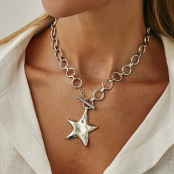 Star Alloy Pendant OT Necklaces for Women, Platinum, 17.72 inch(45cm)(FS-WGF0844-04)