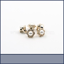 Plastic Shank Buttons, 1-Hole, Imitation Pearl Buttons, Flower, White, 11mm, Hole: 3x3mm(BUTT-WH0012-16)