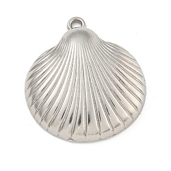 Non-Tarnish 304 Stainless Steel Pendants, Shell Shape Charms, Stainless Steel Color, 28x24.5x6.5mm, Hole: 2.5mm(STAS-I307-524P)