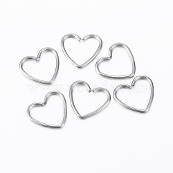 304 Stainless Steel Keychain Clasp Findings, Heart, Stainless Steel Color, 9x10x0.8mm(STAS-G161-08A)