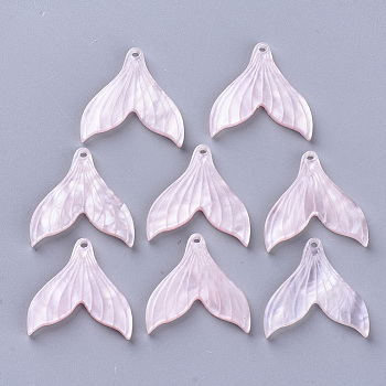 Cellulose Acetate(Resin) Pendants, Mermaid Tail, Misty Rose, 19x19x3mm, Hole: 1.2mm