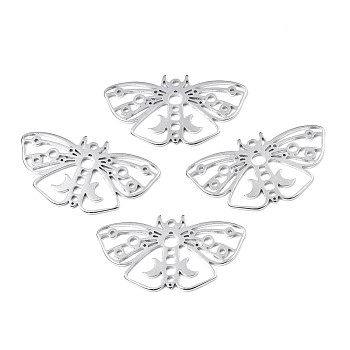 201 Stainless Steel Pendants, Butterfly, Stainless Steel Color, 24.5x44.5x1.5mm, Hole: 1.8mm