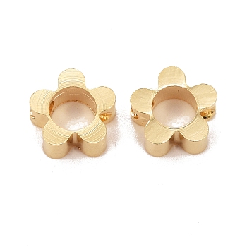 Rack Plating Eco-friendly Brass Bead Frames, Lead Free & Cadmium Free, Long-Lasting Plated, Textured, Hollow Flower, Real 24K Gold Plated, 8x8x3mm, Hole: 2mm