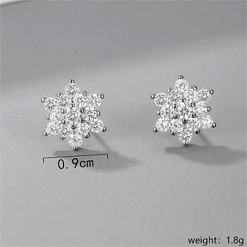 Classic Delicate 925 Sterling Silver Flower Stud Earrings for Women Daily Party Wear