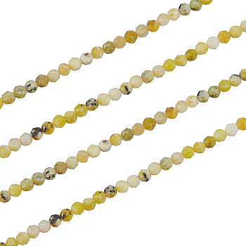 2 Strands Natural Lemon Turquoise(Jasper) Beads Strands, Round, Faceted, 3.5mm, Hole: 0.6mm, about 116~118pcs/strand, 15.16''(38.5~39cm)