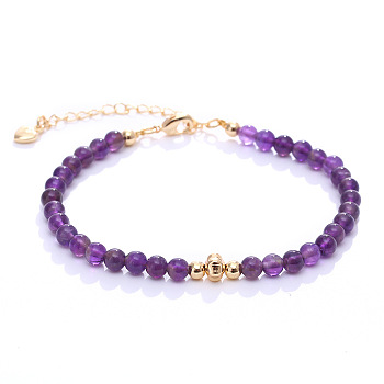 Natural Amethyst Round Beaded Bracelet