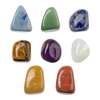 16Pcs 8 Style Natural Mixed Gemstone Beads, No Hole Beads, Nuggets, Tumbled Stone, Healing Stones, for Reiki Healing Crystals Chakra Balancing, 14~26x13~21x12~18mm, 2pcs/style