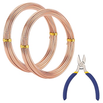 DIY Wire Wrapped Jewelry Kits, with Aluminum Wire and Iron Side-Cutting Pliers, Sandy Brown, 15 Gauge, 1.5mm, 10m/roll, 2rolls/set