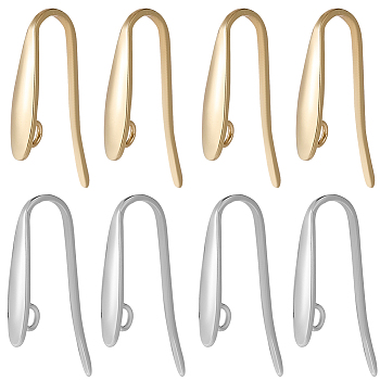 80Pcs 2 Colors 304 Stainless Steel Hoop Earrings Finding, Golden & Stainless Steel Color, 19.5x3.5mm, Hole: 1.8mm, Pin: 1mm, 40pcs/color