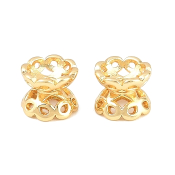 Double Side Brass Bead Caps, Flower, Rack Plating, Long-Lasting Plated, Cadmium Free & Lead Free, Real 18K Gold Plated, 6.5x5.5mm, Hole: 1.2~1.5mm
