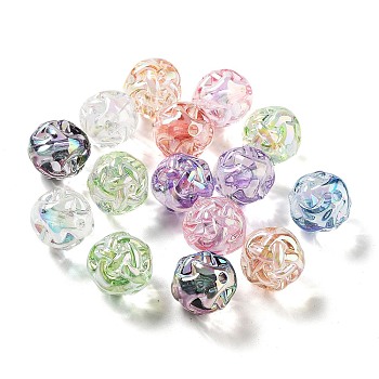 Transparent Acrylic Beads, Round, Mixed Color, 15mm, Hole: 2mm