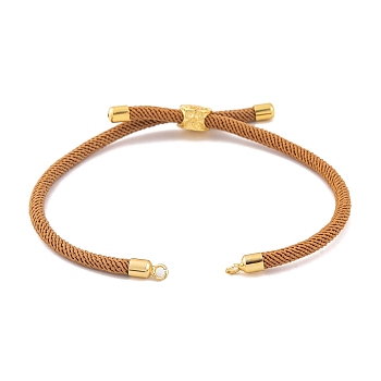Nylon Cords Bracelet Makings Fit for Connector Charms, with Golden Brass Tree Slider Beads, Long-Lasting Plated, Dark Goldenrod, 8-5/8 inch(22cm), Hole: 1.9mm