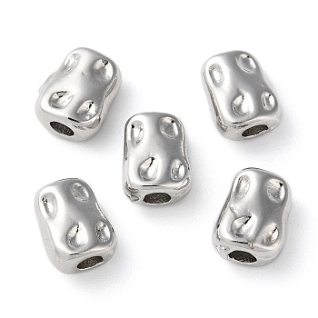 Rack Plating Brass Spacer Beads, Nuggets, Platinum, 7.5x6x3.5mm, Hole: 1.6~1.8mm