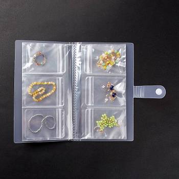 Transparent Jewelry Organizer Storage Books, Jewelry Storage Album with 50Pcs Zip Lock Bags, Holder for Rings Earring Necklaces Bracelets, Rectangle with 84Pcs Grids, Clear, Book: 20.7x11.1x2.5cm