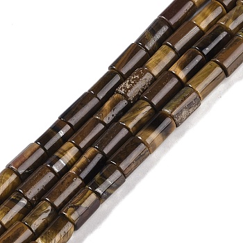 Natural Tiger Eye Beads Strands, Column, 7.5~8.5x5~6mm, Hole: 1mm, about 45~46pcs/strand, 14.69~15.04 inch(37.3~38.2cm)