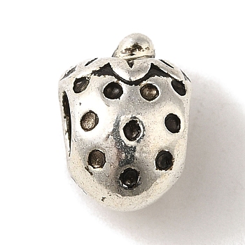 Tibetan Style Alloy European Beads, Large Hole Beads, Cadmium Free & Lead Free, Strawberry, Antique Silver, 12x8.5x8mm, Hole: 4.5mm