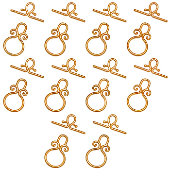 10Pcs 304 Stainless Steel Toggle Clasps, Real 18K Gold Plated, 23.5x15x2mm, Hole: 6x3.5mm, Bar: 10x24x1.5mm, Hole: 5x3.5mm
