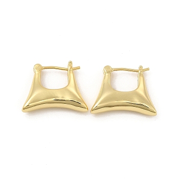 Brass Bag Shape Hoop Earrings for Women, Golden, 16.5x19x5mm, Pin: 0.8mm