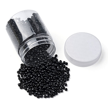 1300Pcs 6/0 Glass Seed Beads, Opaque Colours Seed, Round, Small Craft Beads for DIY Jewelry Making, Black, 4mm, Hole:1.5mm