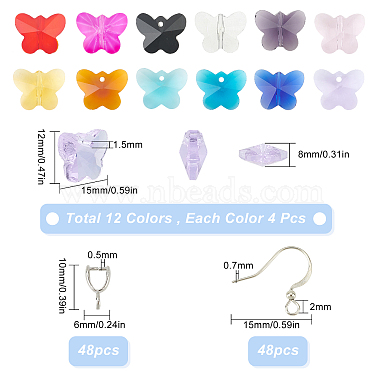 Kit de fabrication de boucles d'oreilles papillon transparentes sunnyclue diy(DIY-SC0018-34)-2