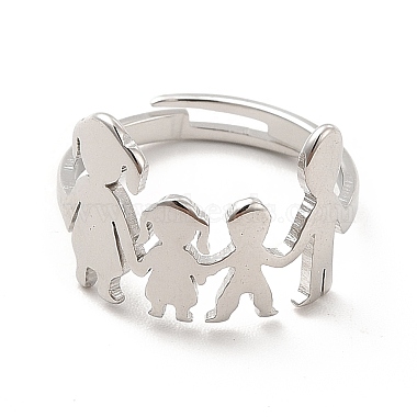 201 Stainless Steel Family Adjustable Ring for Women(RJEW-F131-03P)-2