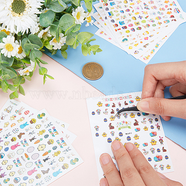 Globleland 10 Sheets 10 Style Paper Nail Art Stickers Decals(DIY-GL0006-05)-3