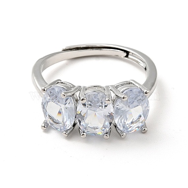 Clear Cubic Zirconia Oval Adjustable Ring(RJEW-I087-13P)-2