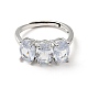 Clear Cubic Zirconia Oval Adjustable Ring(RJEW-I087-13P)-2