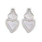 304 Stainless Steel Pendant Setting for Enamel, Sacred Heart Charms, Stainless Steel Color, 22.5x12x2mm, Hole: 1mm(STAS-L317-16P)