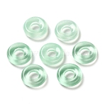 Transparent Glass European Beads, Large Hole, Flat Round, Aquamarine, 12x4mm, Hole: 5mm(GLAA-A012-03A)