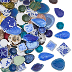 500G Handmade Porcelain Cabochons, Mosaic Tiles, Mixed Color, Mixed Shapes, 19~37.5x19~33.5x5.5~8mm(PORC-SP0001-17)