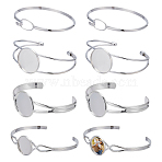 10Pcs 4 Styles Brass Cuff Bangle Making, Blank Bangle Base, Silver, Tray: 16~25mm(MAK-ME0001-12)