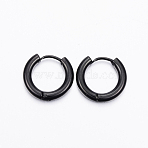 304 Stainless Steel Huggie Hoop Earrings, Hypoallergenic Earrings, with 316 Surgical Stainless Steel Pin Ion Plating(IP), Electrophoresis Black, 9 Gauge, 15x16.5x3mm, Pin: 1mm, Inner Diameter: 10mm(EJEW-F111-16mm-B)