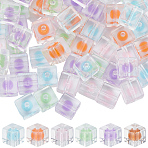 80Pcs Transparent Acrylic Beads, Bead in Bead, Cube, Mixed Color, 12.5x12.5x12.5mm, Hole: 3mm(OACR-SC0003-01)