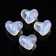 Transparent Acrylic Beads, Glitter Powder, Heart, Clear, 13.5x17x13mm, Hole: 3mm, about 305pcs/500g(OACR-S028-147)