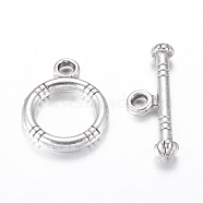 Tibetan Style Alloy Toggle Clasps, Antique Silver, Lead Free and Cadmium Free and Nickel Free, Ring: 15x12mm, Bar: 18.5x3.5mm, Hole: 2mm(X-LF0161Y-NF)